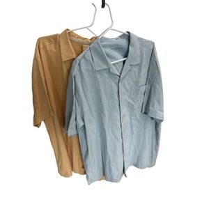 2-Lot Tommy Bahama Original Fit Button Front Hawaiian Shirts Silk XL